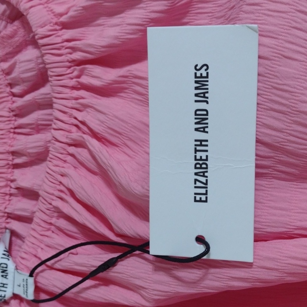 Elizabeth & James Pink Puff Sleeve Mini Dress Size L NWT - Picture 6 of 11